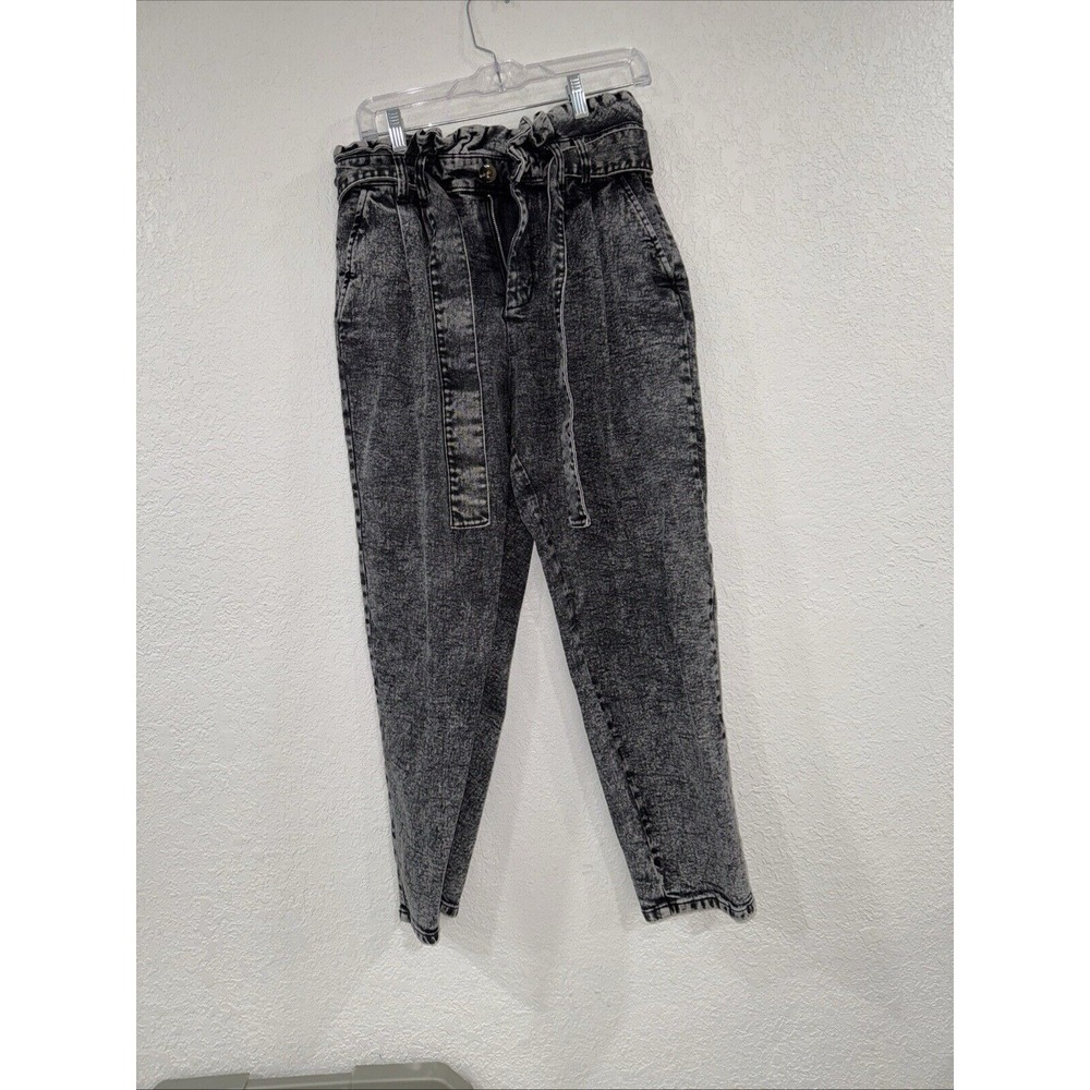 Who What Wear High Rise Pleated Front Acid Wash Jeans Black Size 8
